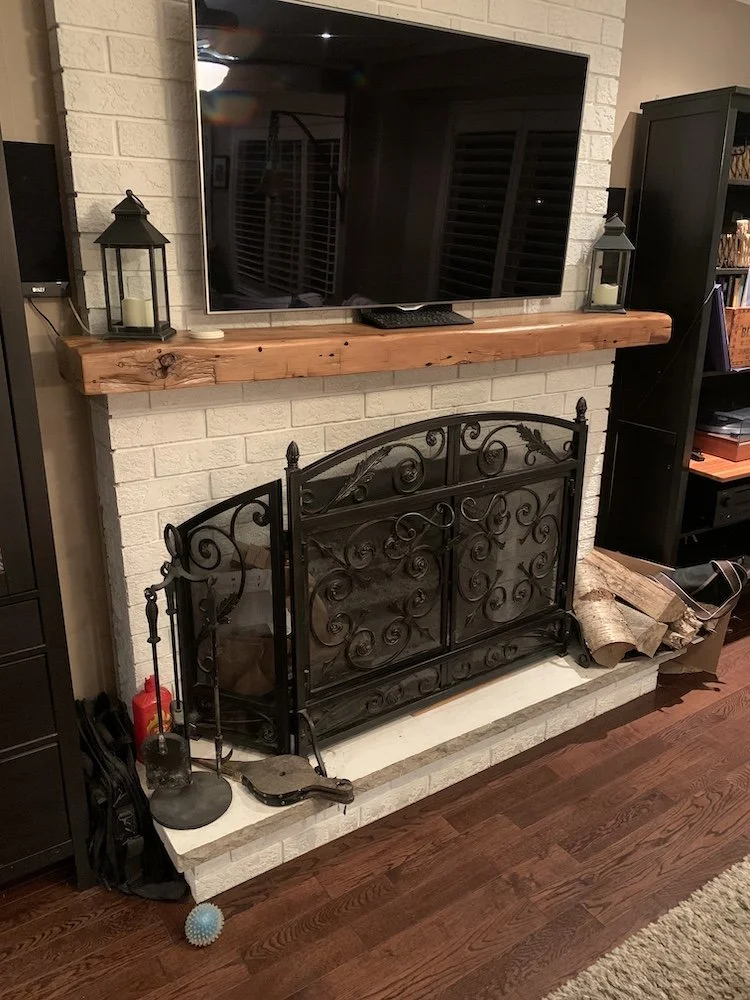 Notched Over Brick Barn Beam Fireplace Mantels CHR