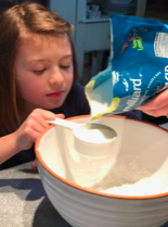 Measure carefully! You can talk about the differences between dry and wet ingredients.