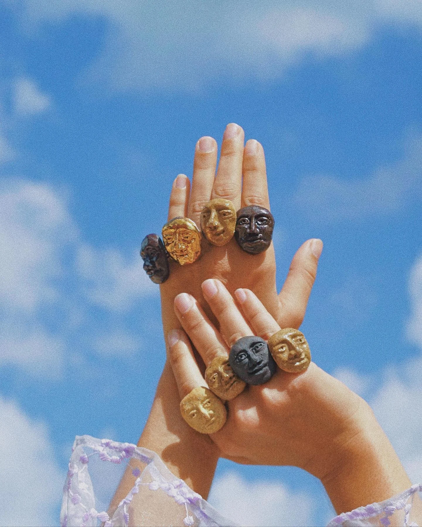 Say hello to my very first rings! You can&rsquo;t really tell from the photo but one of them is glazed with ✨real gold✨

These little guys will be at my table tomorrow so come on by @thefront.market !