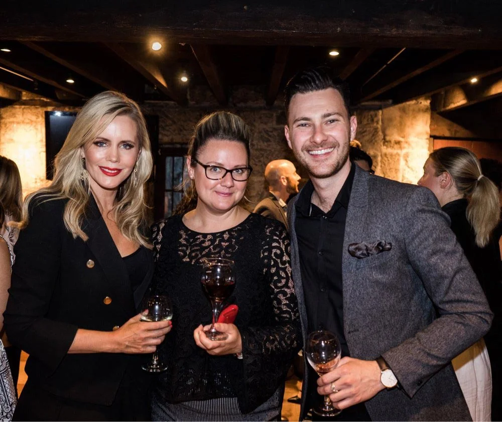 Left to right: Sofie Falkiner (Brand Ambassador, Luxury Escapes) and Kelly Webb (Director, Leisure Sales - Australia & New Zealand) Trent Ellen (Partnerships, Luxury Escapes)