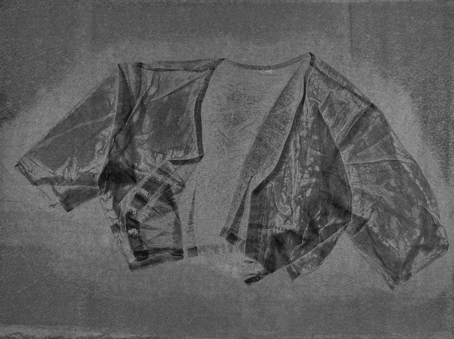 Blouse V , 2016, relief monoprint, offset ink on Canson Black Mie Tints Pastel Noir 160gsm, 50.4 x 65 cm