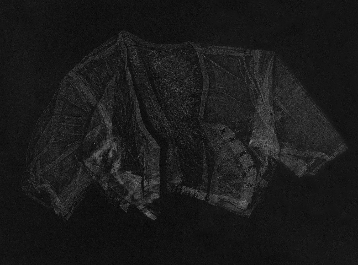 Blouse II , 2016, relief monoprint, offset ink on Canson Black Mie Tints Pastel Noir 160gsm, 50.4 x 65 cm