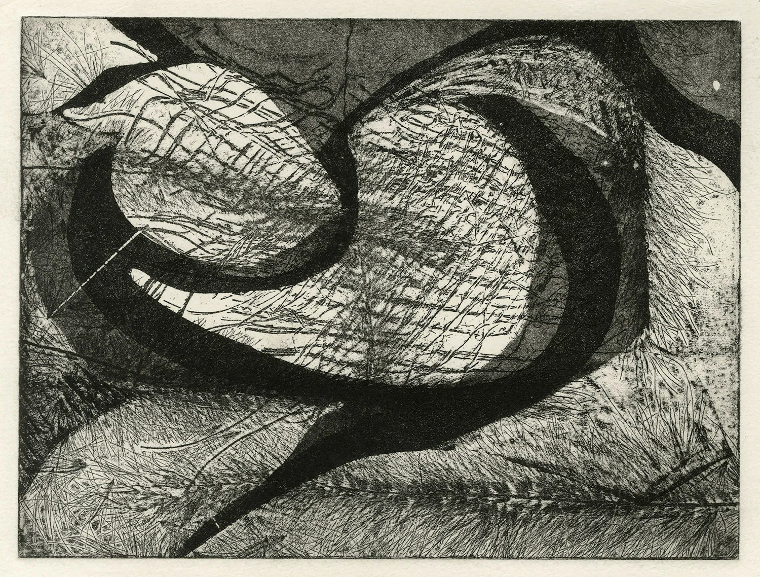 one plate studio test III, 2015, zinc etching on Hanhnemuhle, 15 x 20 cm