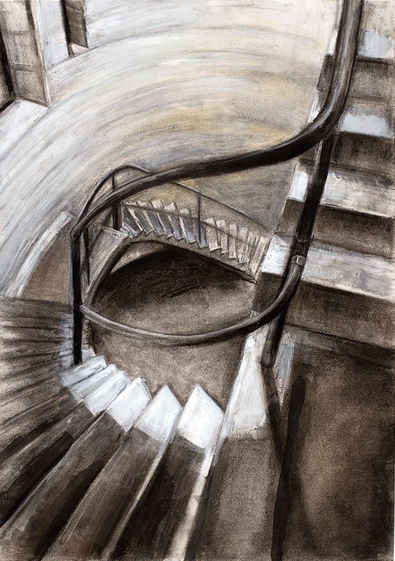 collected space II , 2015, charcoal, goache and conte crayon, 59.4 x 42 cm