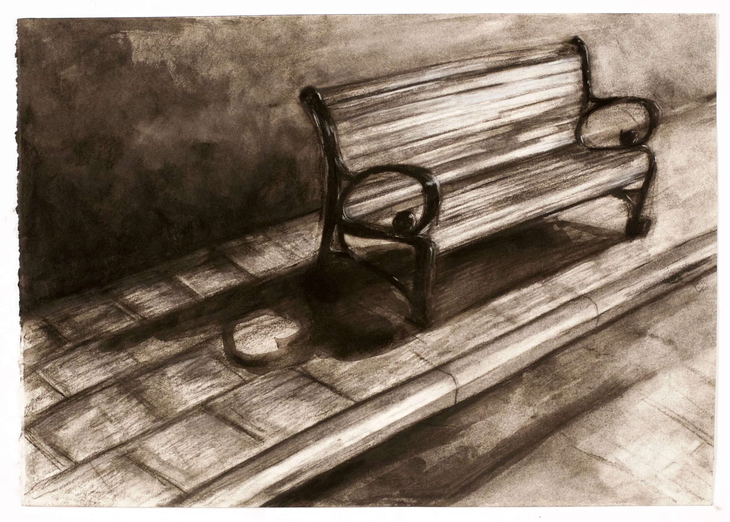 collected space III , 2015, charcoal and goache, 42 x 59.4 cm