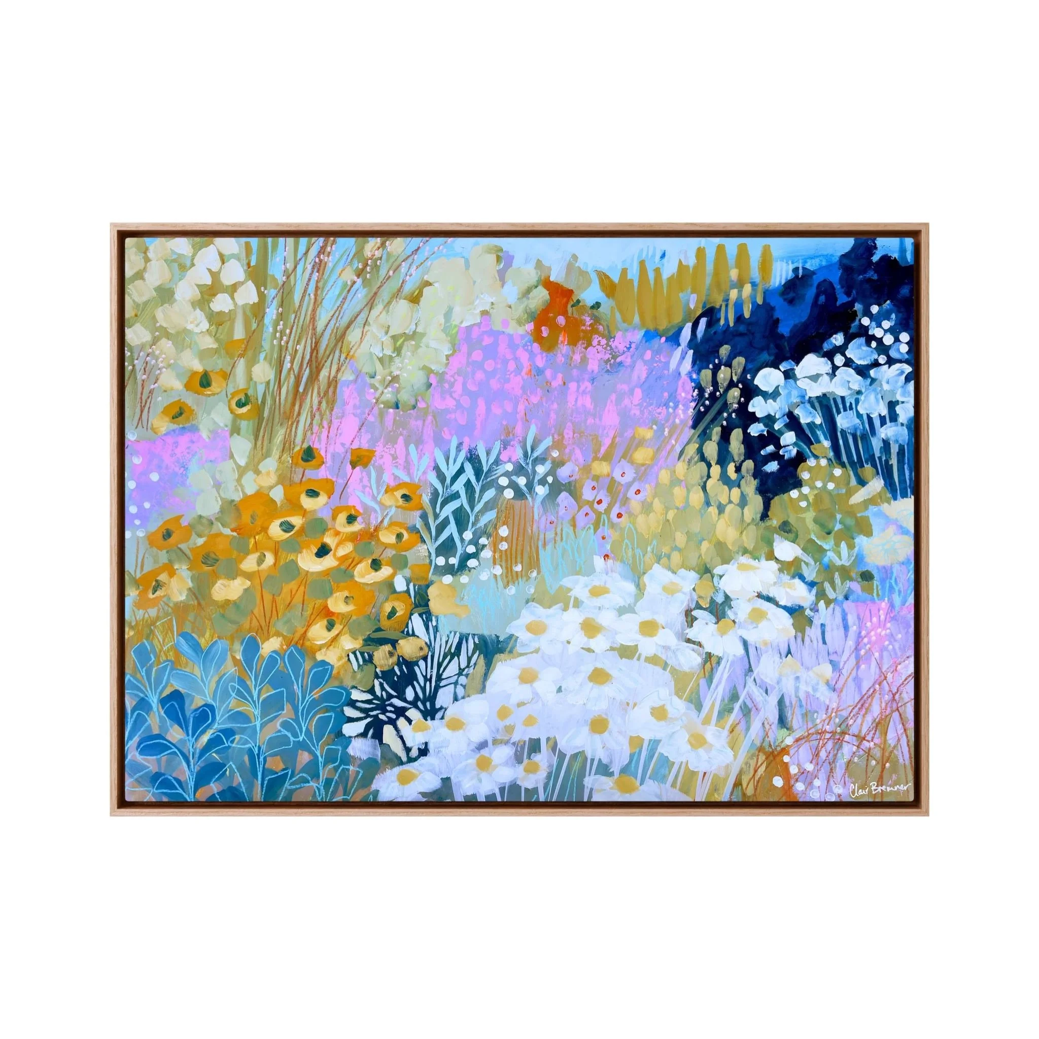 Purple Cottage Garden, Framed Canvas Print