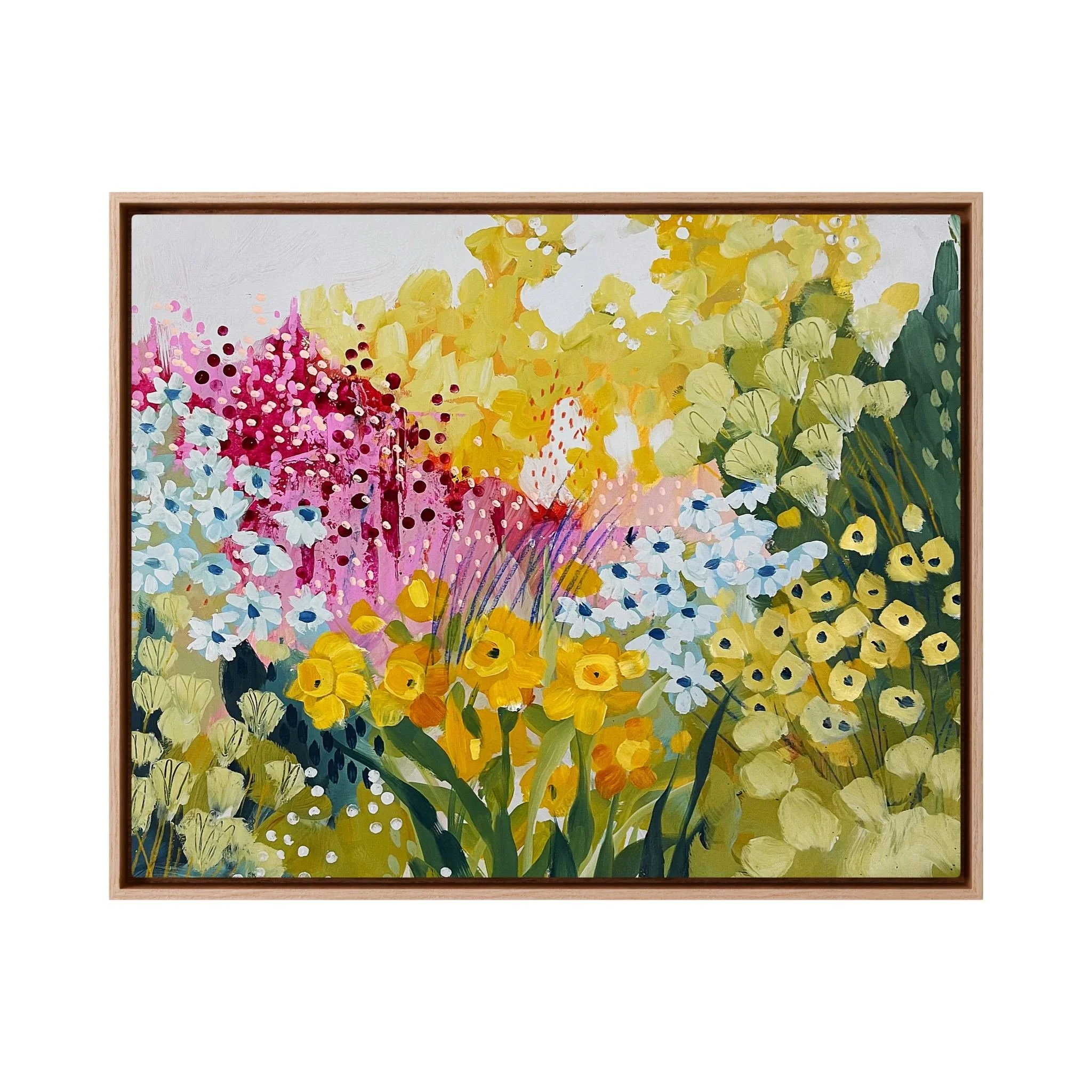 Yellow Cottage Garden, Framed Canvas Print