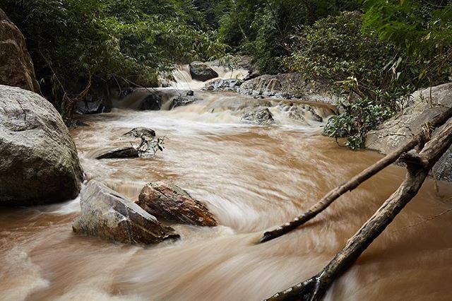 After the rainy season the Mae Sa waterfalls are a rich brown from all the dirt being thrown around by the surging waters.