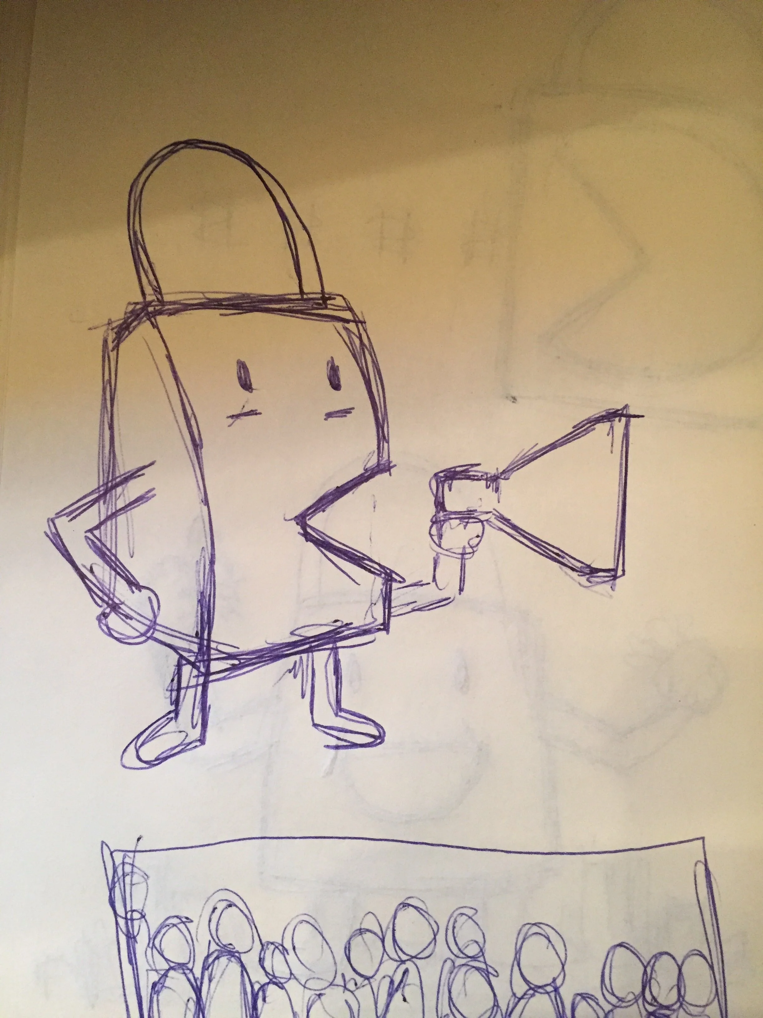  Concept two: give your bag a louder voice, reach a louder audience  it was important to demonstrate that by using the product and service of the client, their customers would be able to reach a larger audience.   *slight variation of the same idea, 