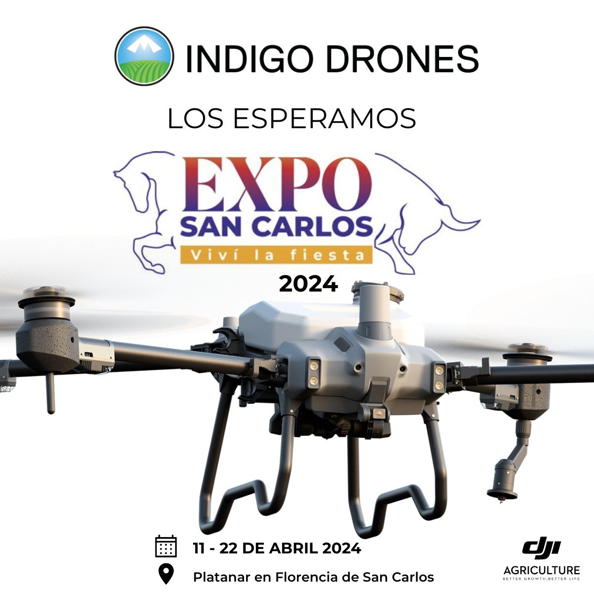 &iexcl;Estamos en Expo San Carlos del 11 al 22 de abril con una oferta incre&iacute;ble! Descubre el DJI Agras T40 con un descuento de un mill&oacute;n de colones. 

Mejora la eficiencia y precisi&oacute;n en tus cultivos con esta herramienta de alta