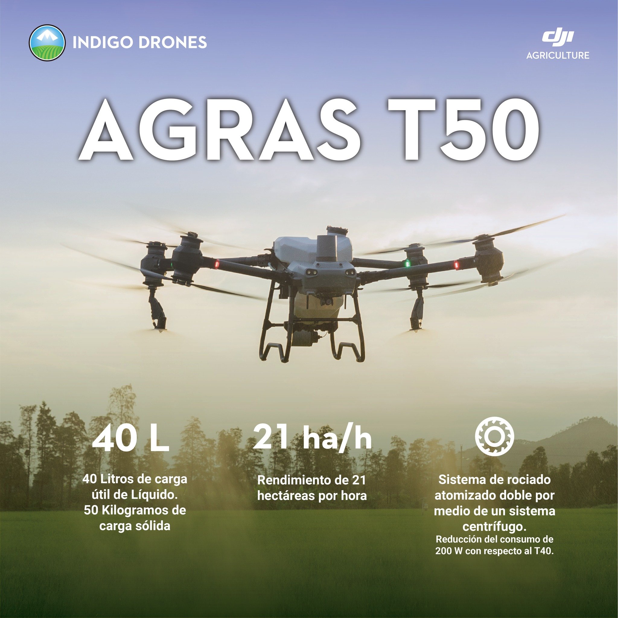 🚀 &iexcl;Atenci&oacute;n agricultores! Estamos emocionados de presentarles el nuevo T50, el drone agr&iacute;cola m&aacute;s grande hasta ahora con una capacidad de 40L. 💧💼 Pero eso no es todo, este incre&iacute;ble dispositivo est&aacute; repleto