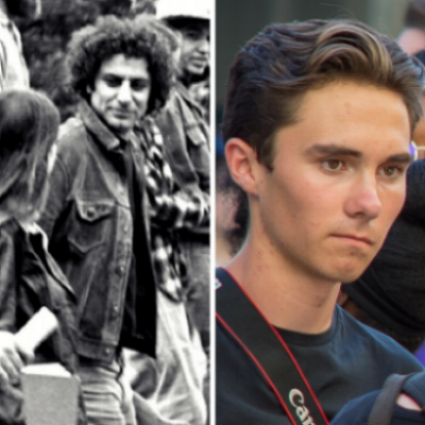 Abbie Hoffman & david hogg : too good at this? must be Professional instigators or actors really?