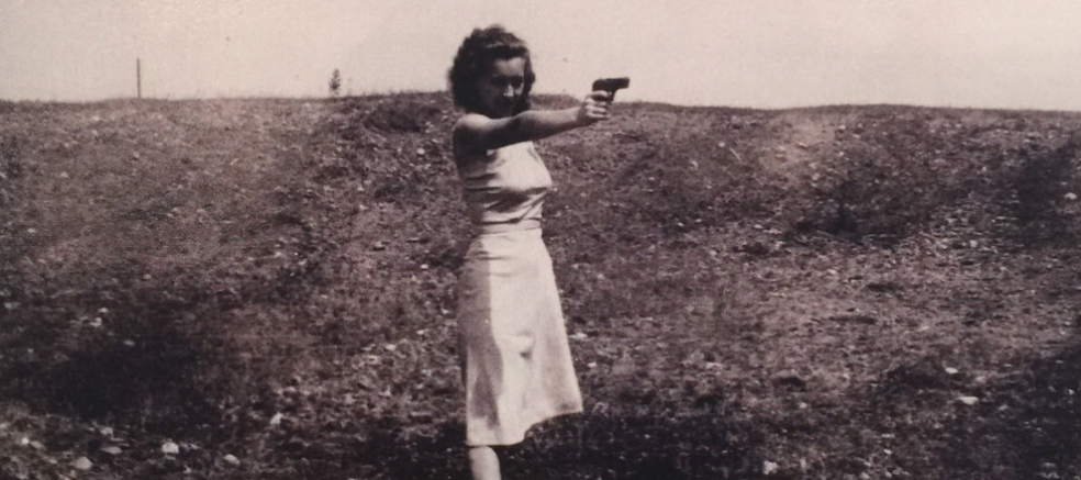 My mother, sometime in the 1940’s, standing tall and fearless. I have no doubt she’d pull that trigger.