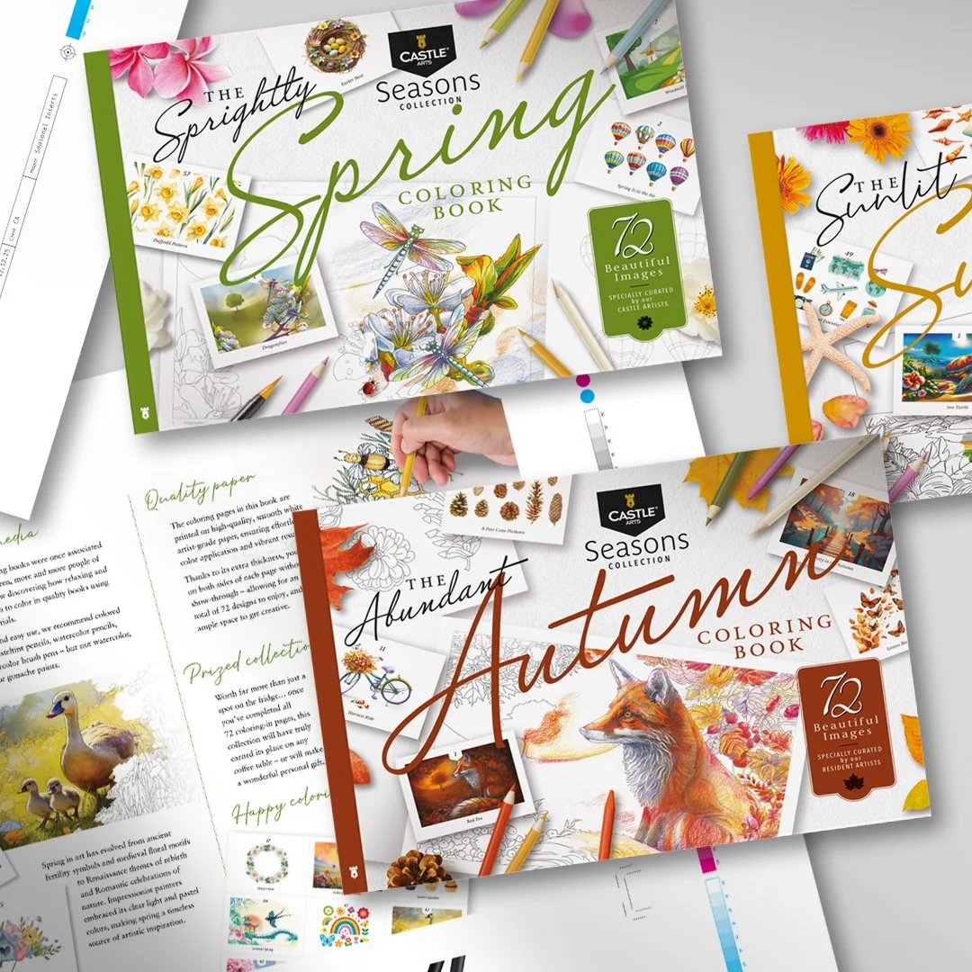    ‘The Seasons Collection’   Colouring book set with accompanying literature for US manufacturer of art supplies, 2026. 