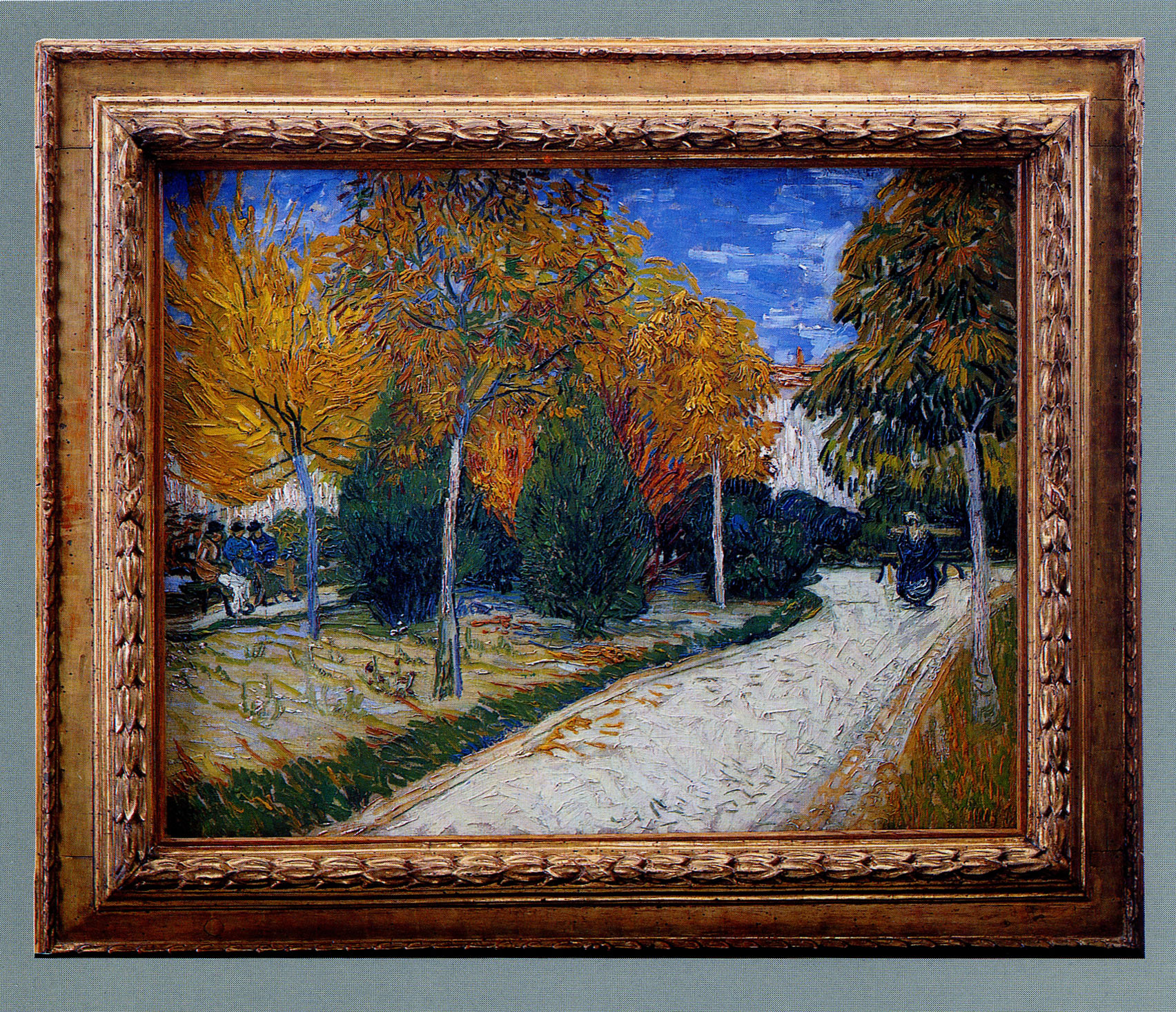 Vincent Van Gogh Public Gardens at Arles in an Italian, early 17th century ‘cassetta’ frame