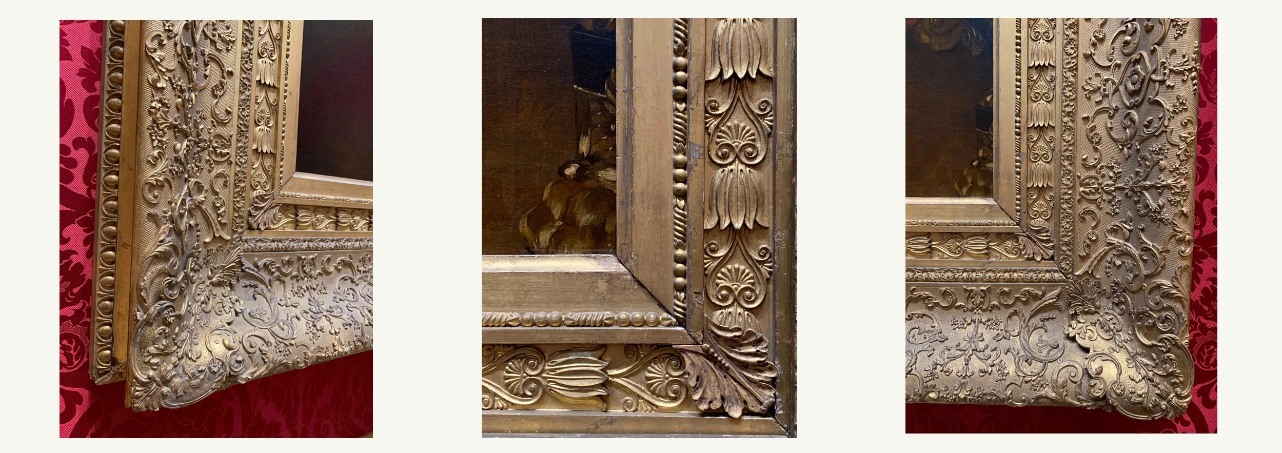 English, c. 1823, gilded frame with composition ornament in the French Régence taste, with original matt oil gilding.