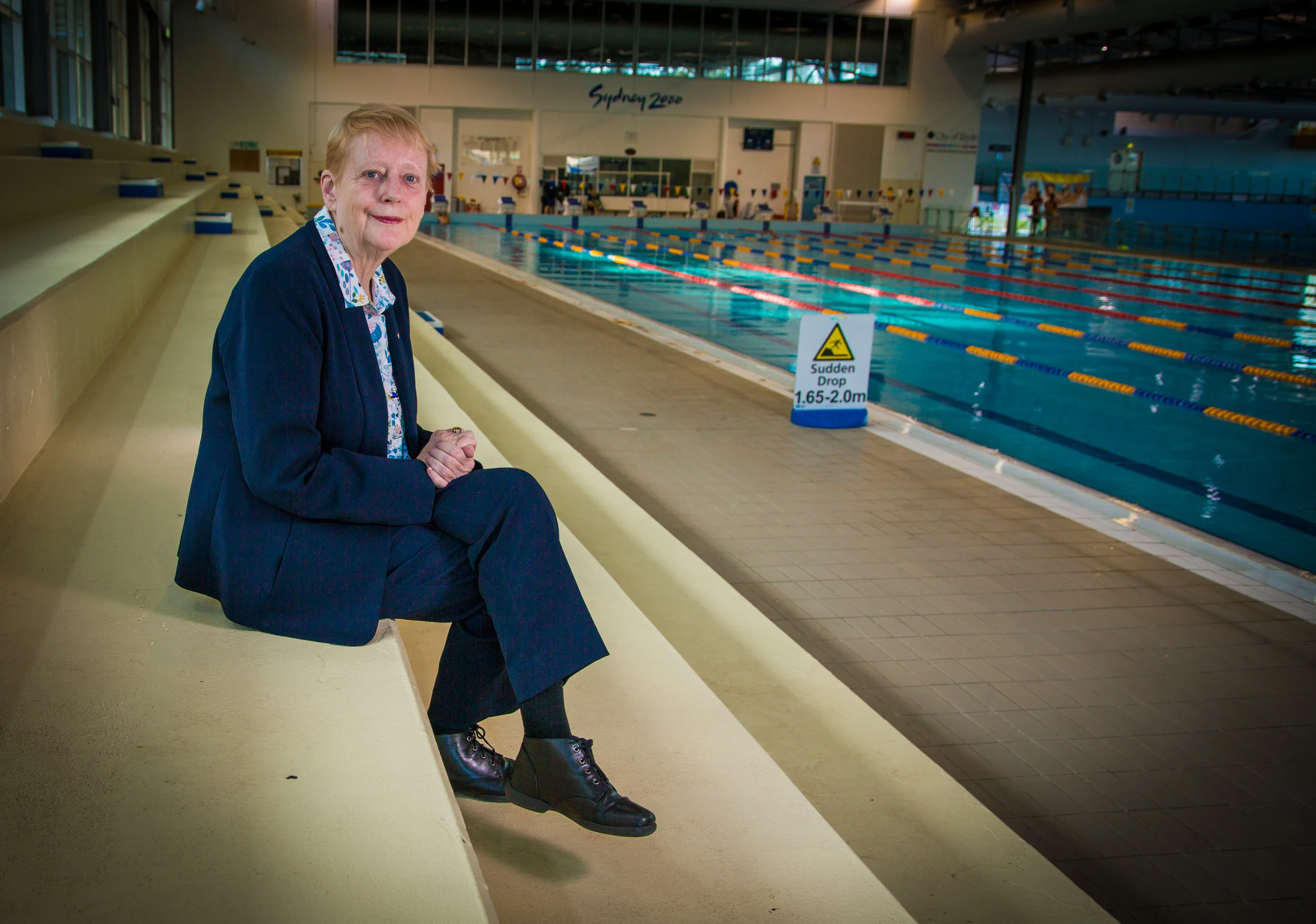 Chris Ronalds at Ryde Swimming Pool, where she spent countless hours training with famous Olympic swimming-coach Forbes Carlile in the 1960s.