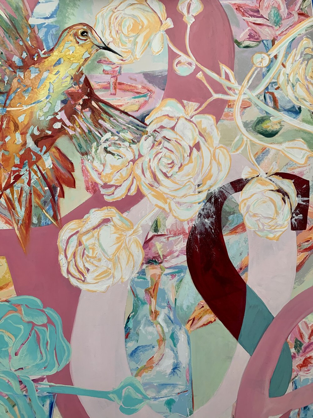 Image credit: Maggie Grundy, detail shots of paintings exhibiting at START Gallery for ‘3 x 4 x 7’