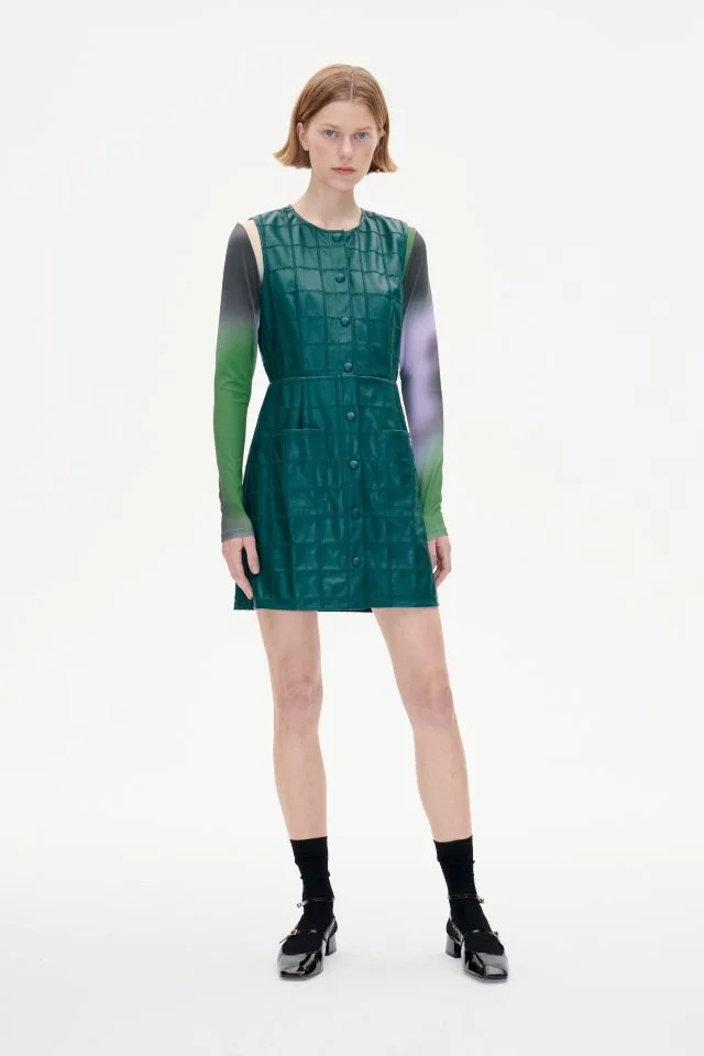 slim fit dress slacks Baum Und Pferdgarten Abelline Distorted Green Dress – The Mercantile London main image 0