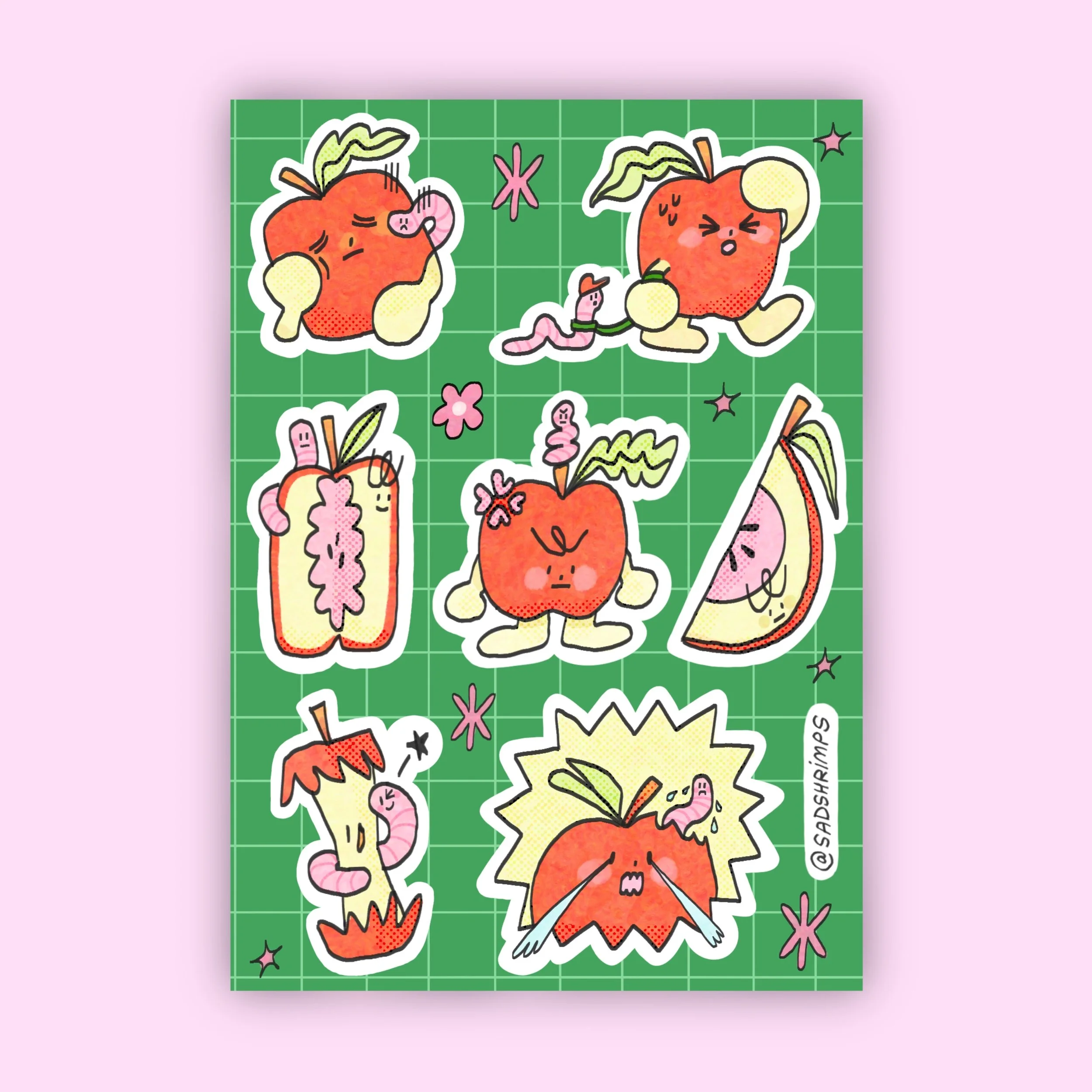 Apple & Worm Buddy Sticker Sheet
