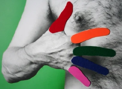 Angelo Demarsico, Perceptorious, 2010, photograph, aluminum, fabric, paint, 90.2 x 83.8 x 12 cm