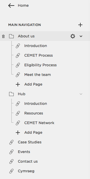 Main Navigation hierarchy structure