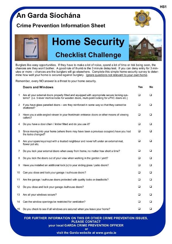 Garda home security checklist