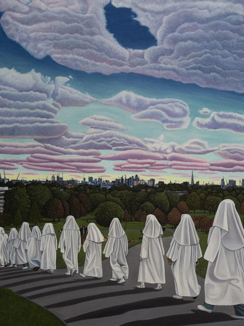 Equinox Blessings 🙏🏻💚🙌
THE AUTUMN EQUINOX (2018) - Oil on Canvas - 110cm x 82.5cm
Every year on Primrose Hill the Druid Order meet and perform a ritual in honour of the Autumn Equinox, the time of year when the sun crosses the plane of the earth&