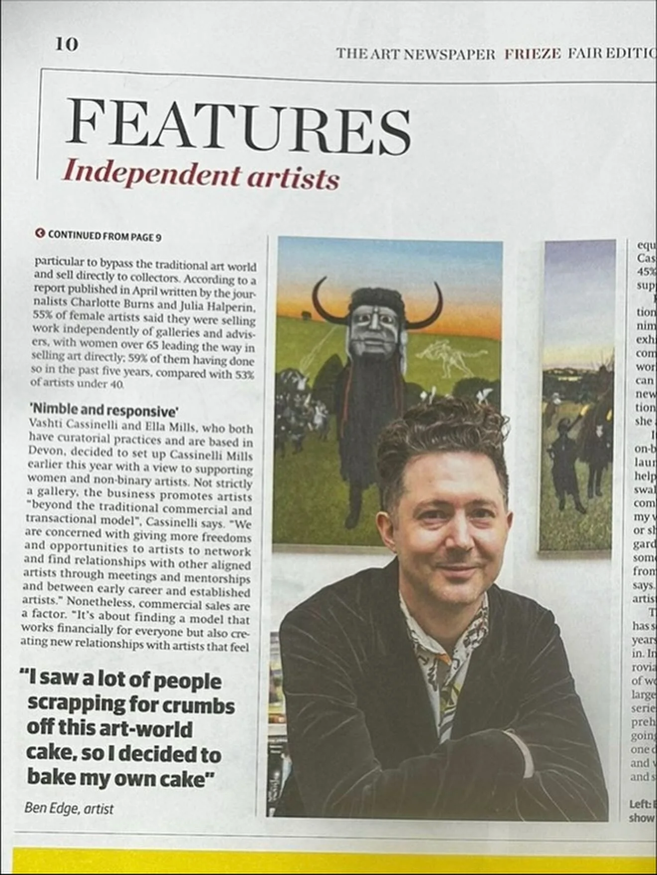 Massive thanks to @annyleshaw for including me in the fantastic article &lsquo;Independent Artists&rsquo; for the @theartnewspaper.official for the Frieze art fair daily It&rsquo;s a real honour and privelage to be included. 

#benedge #theartsnewspa