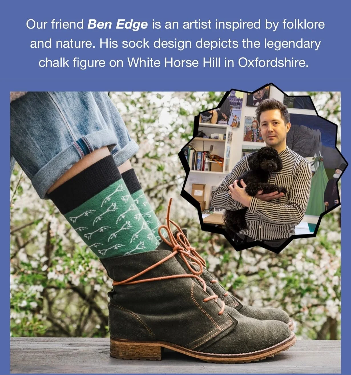 Thanks to @weareprint.inc for doing a mail out and blog post about my latest merch offering, the Uffington White Horse socks! They are selling fast but I have some pairs left. So get in quick. Link in bio for my website shop www.benedge.co.uk
#uffing