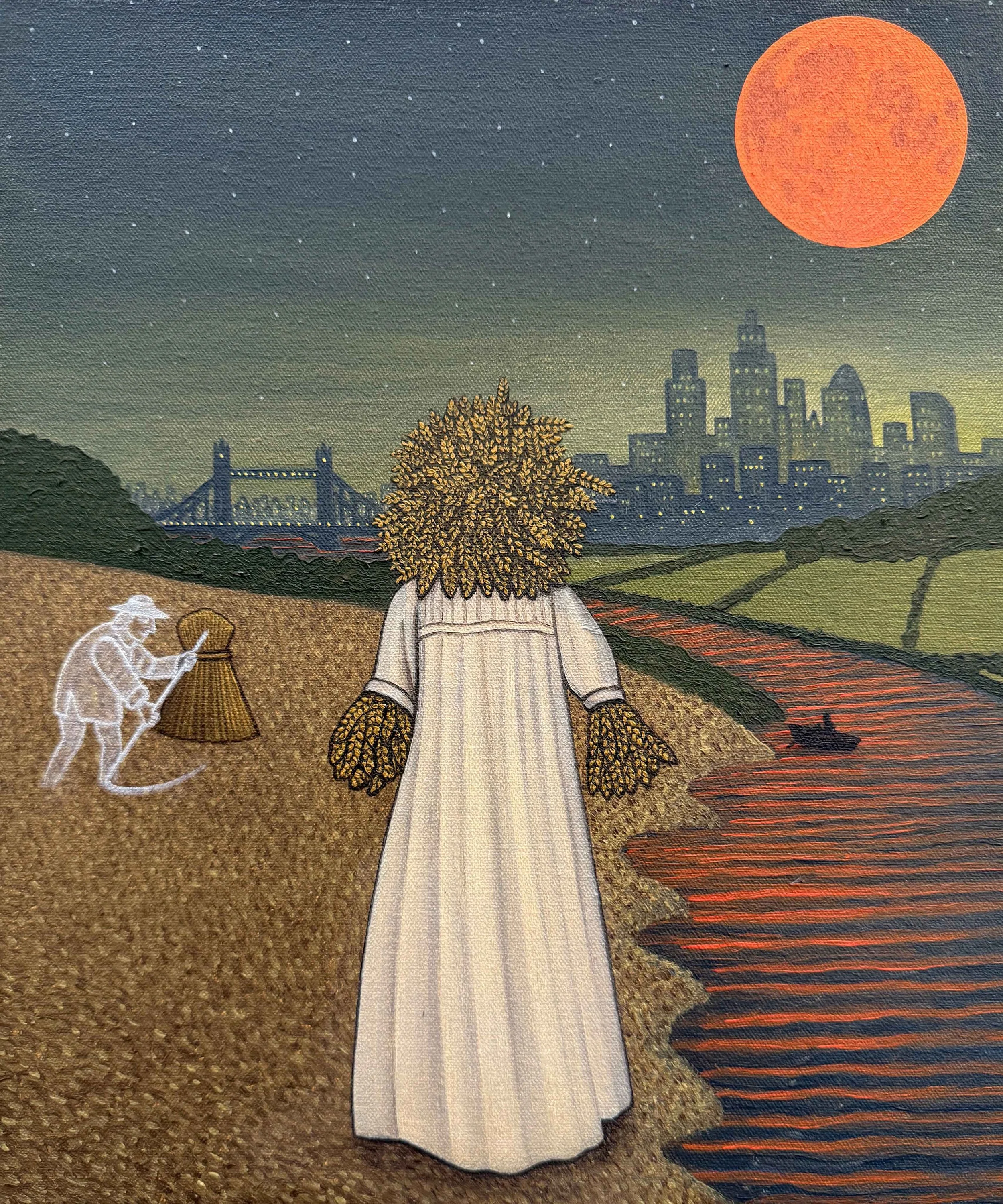 THE KERN BABY AT FULL HARVEST MOON, Oil on Canvas, 25 × 30 cm, 2025
