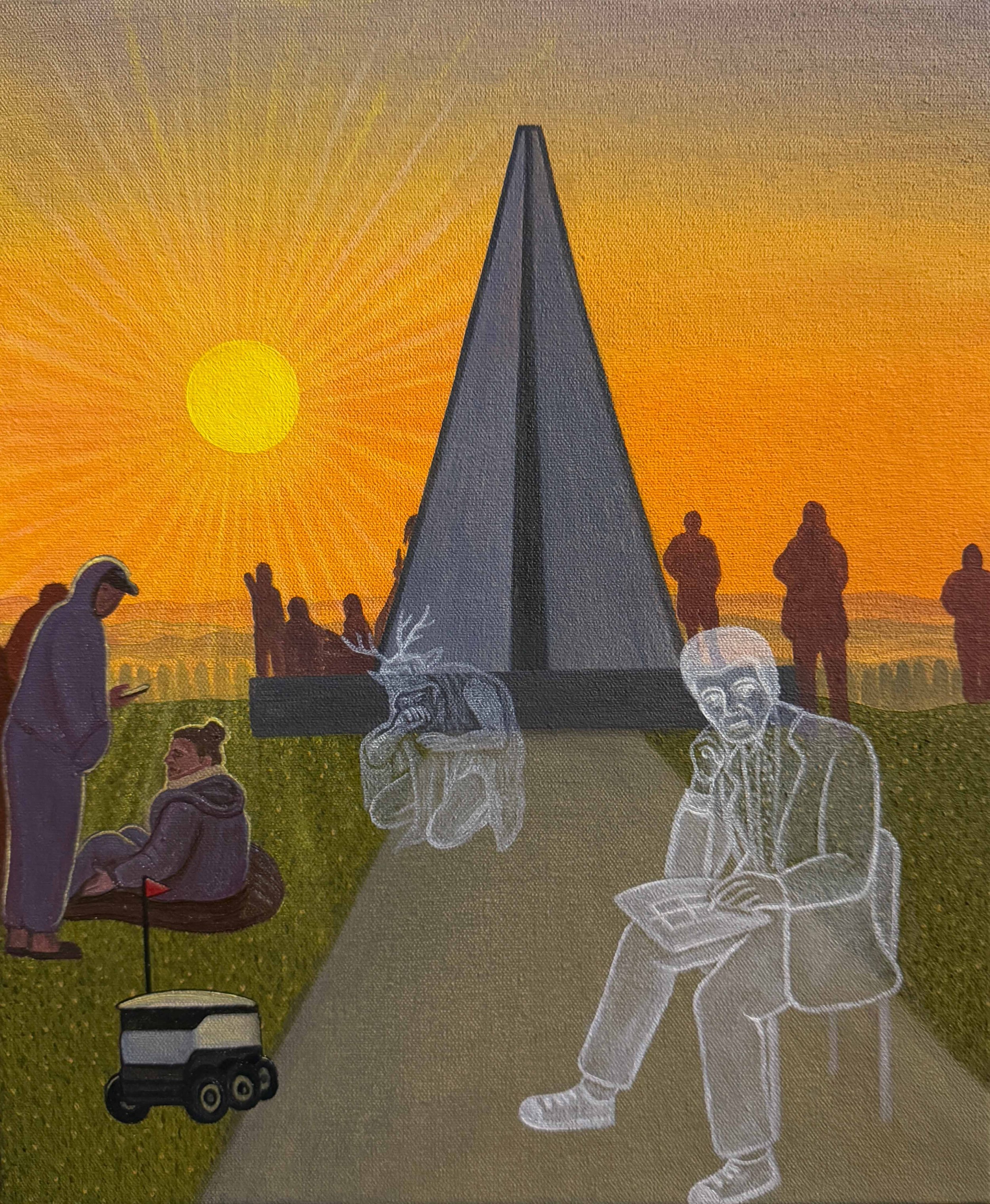 The Summer Solstice at Milton Keynes. Oil on Canvas. 30cm x 25cm. 2025