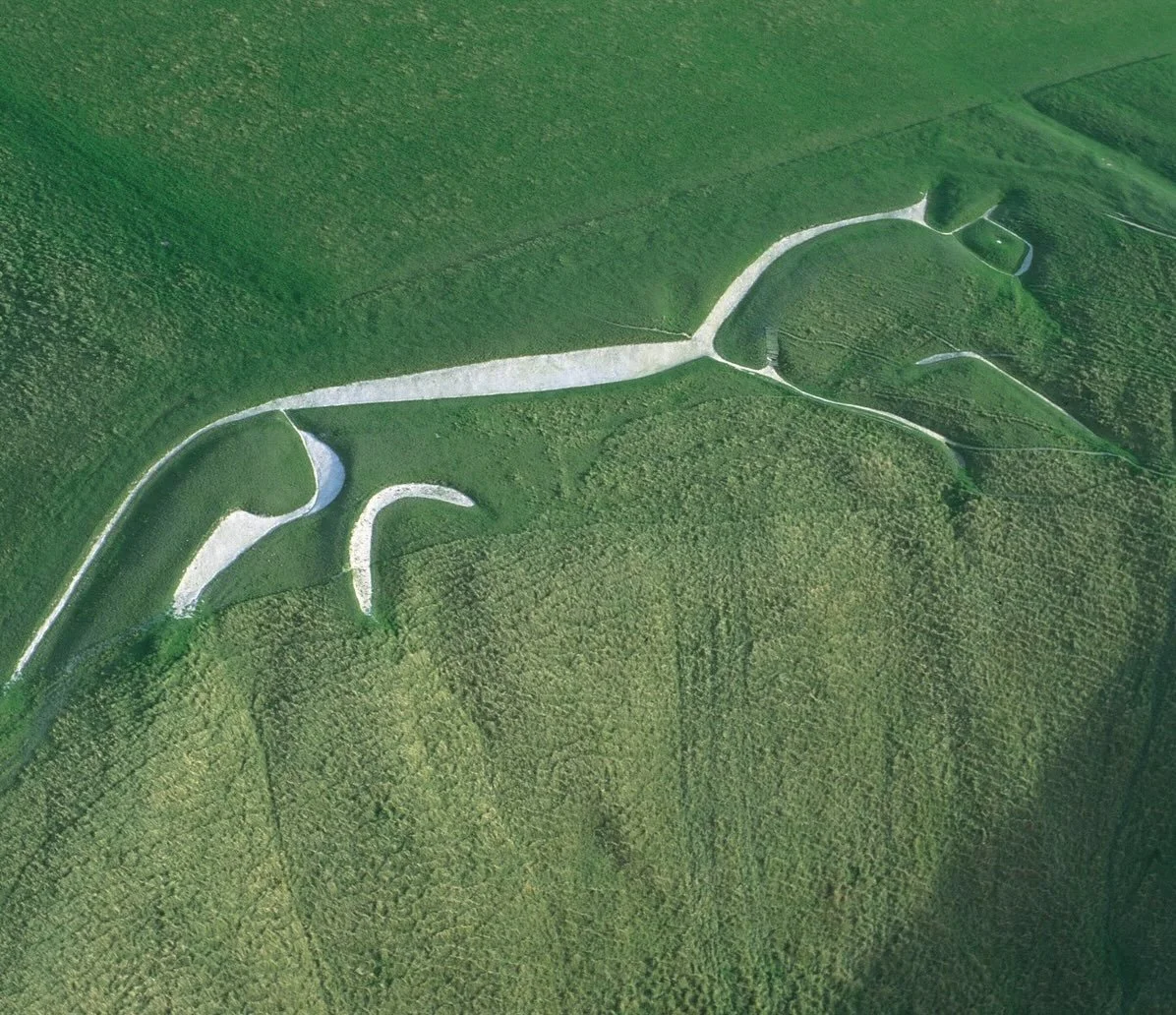 The Uffington white horse is the oldest known hill figure in the British Isles being cut into the chalky earth between 1740BC and 210BC and rechalked by locals ever since and up until the mid 1800&rsquo;s there was a huge festival known as &lsquo;pas