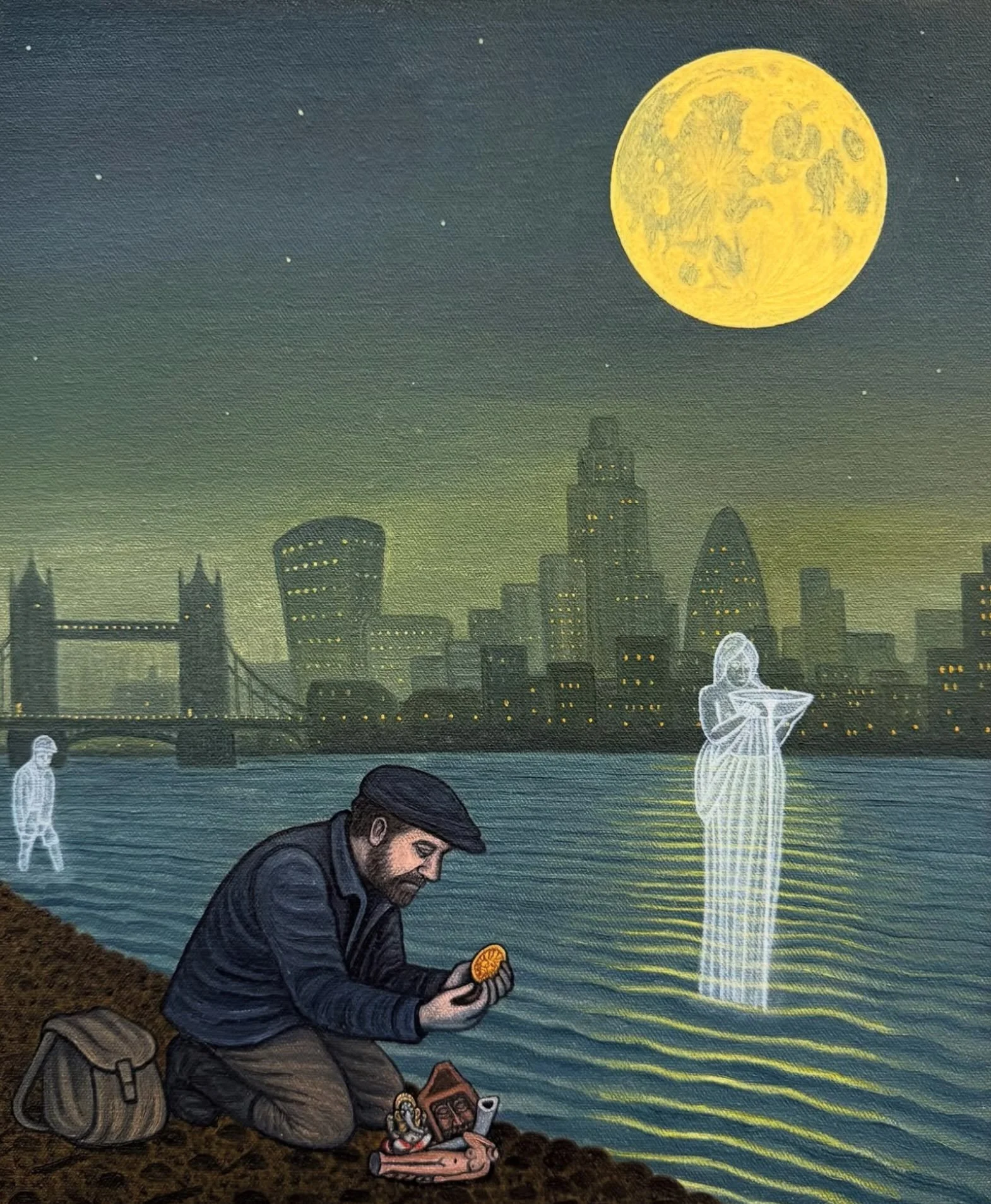 Tonight&rsquo;s full moon is known in old farming almanacs as the Full Grain Moon, marking the start of the wheat and barley harvest. Here&rsquo;s my painting I made last year called MOONLARKING AT FULL GRAIN MOON. I also have limited collectors edit