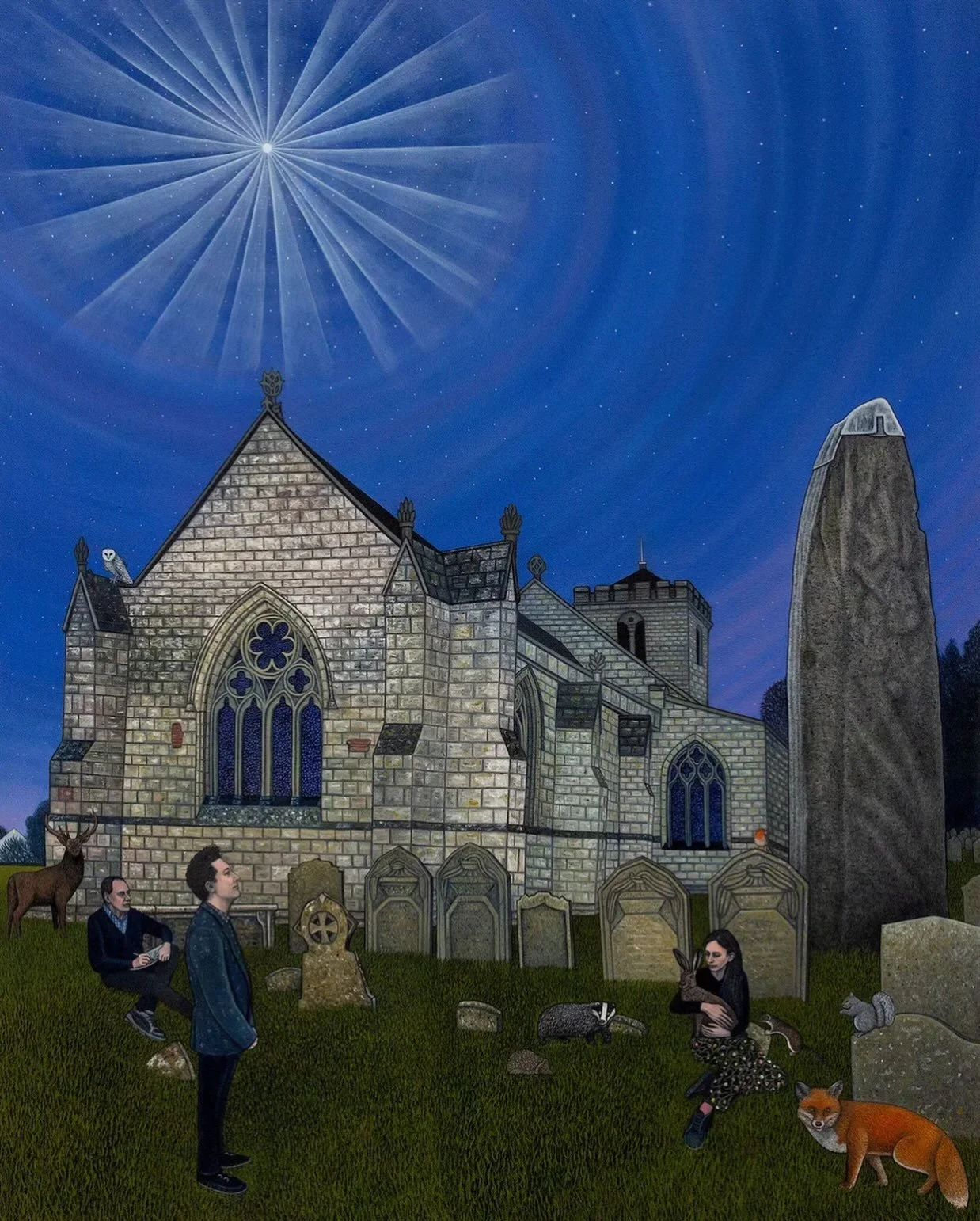It&rsquo;s the last day to see the Sun and Moon, art inspired by the celestial at the @saatchi_gallery and to honour the occasion I am releasing ten collectors edition A3 Giclee prints of my Dreaming at Rudston Monolith painting. Iv had lots of enqui