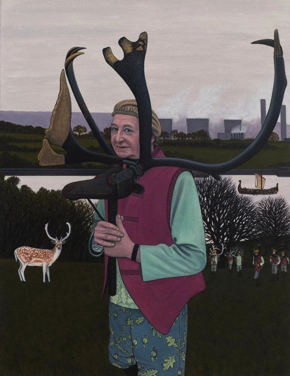 I meant to post this on Monday, better late than never&hellip;..
THE ABBOTS BROMLEY HORN DANCE (2018) - Oil on Canvas - 65cm X 50cm 
Every year on the Monday after the 4th of September the ancient ritual of the Abbots Bromley Horn dance is performed.