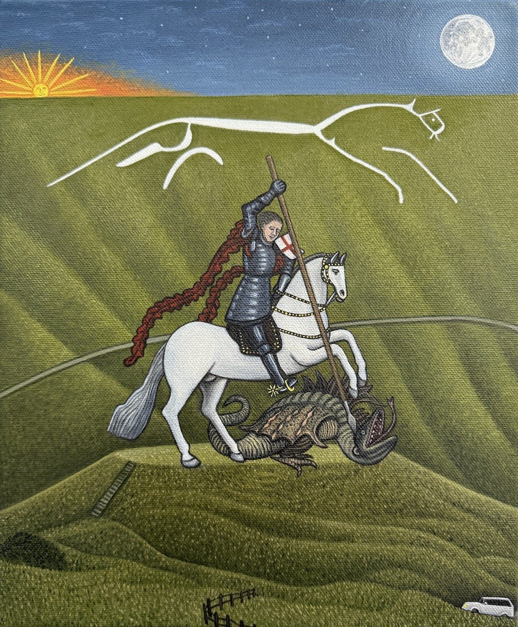 A3 SIGNED PRINT - ST GEORGE AND THE DRAGON AT FULL HORSE MOON, 2025