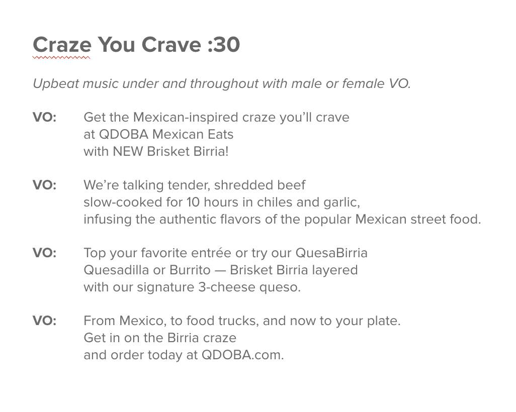 QDOBA Brisket Birria Radio Ad