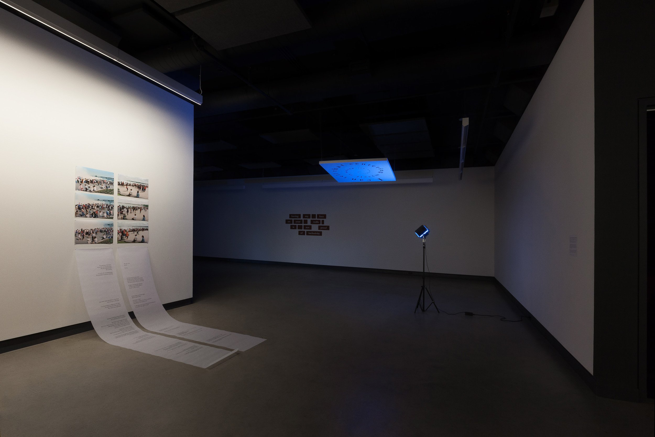  © Zinnia Naqvi, installation view of the exhibition  the Translation is Approximate , Dazibao, 2021. Photo: Marilou Crispin. 