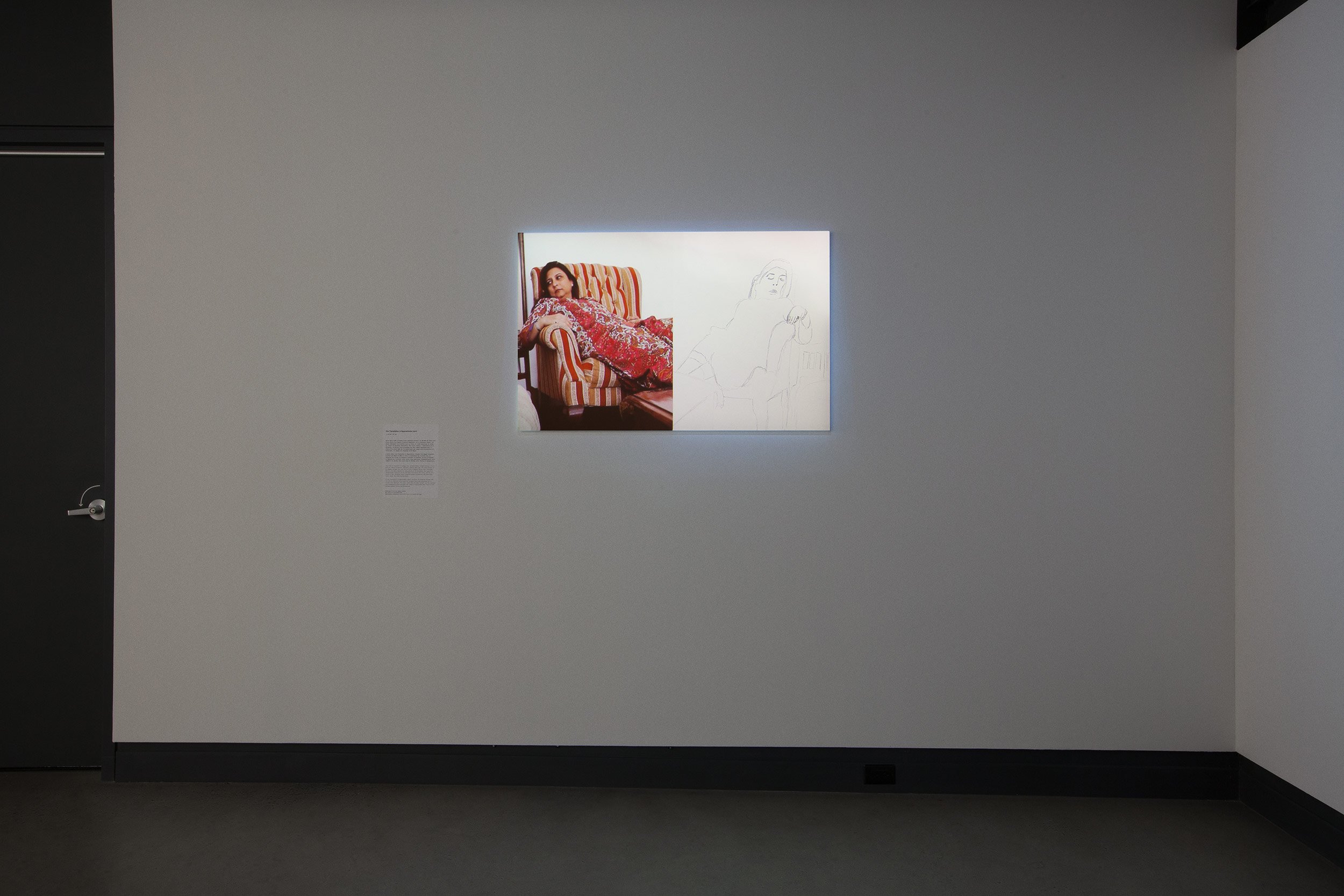  © Zinnia Naqvi,  the Translation is Approximate  (2021). Installation view of the exhibition  the Translation is Approximate , Dazibao, 2021. Photo: Marilou Crispin. 