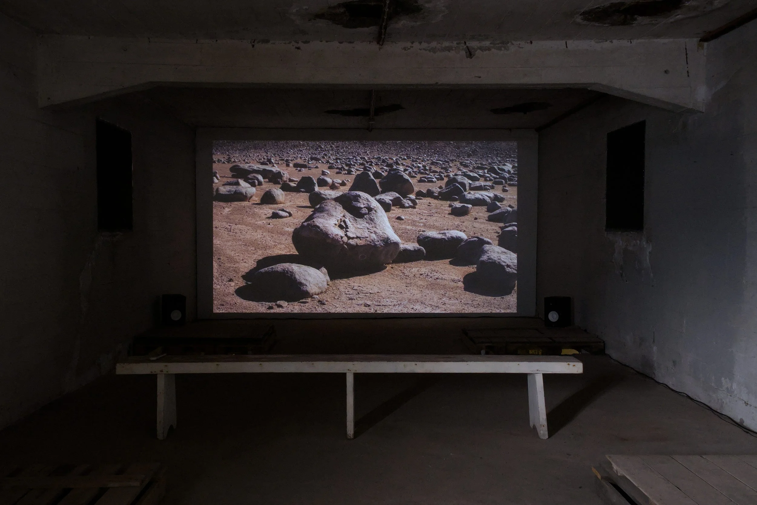  © Jean-Pierre Aubé,  Mars Analogue  (2022). Installation view of the video program  Out of Perfect Context — Úr fullkomnu samhengi , The Factory (Hjalteyri, Iceland), 2025. Photo: Philippe-Aubert Gauthier and Tanya St-Pierre. 