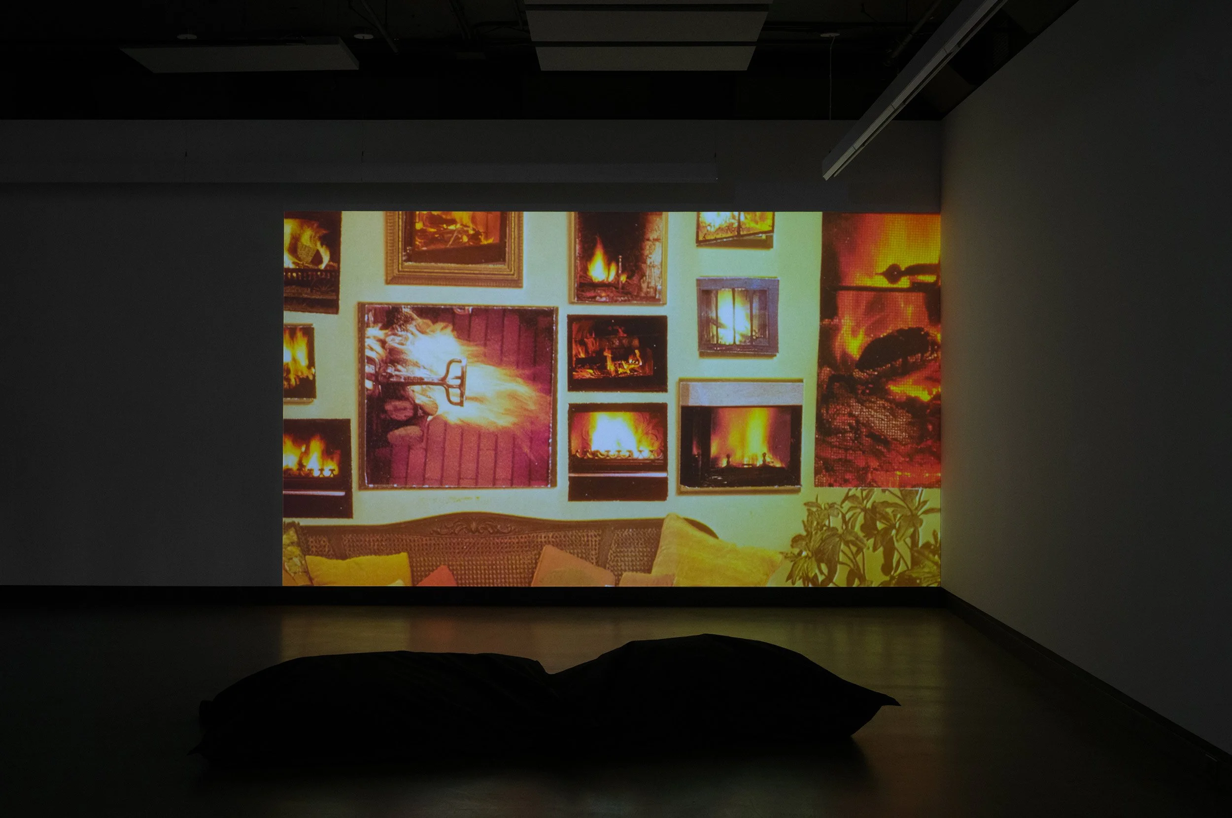  © Philippe-Aubert Gauthier and Tanya St-Pierre, view of the exhibition  Intact au milieu des flammes — Dans une série d'architectures vivantes , Dazibao, 2026. Photo : Atlas documentation 