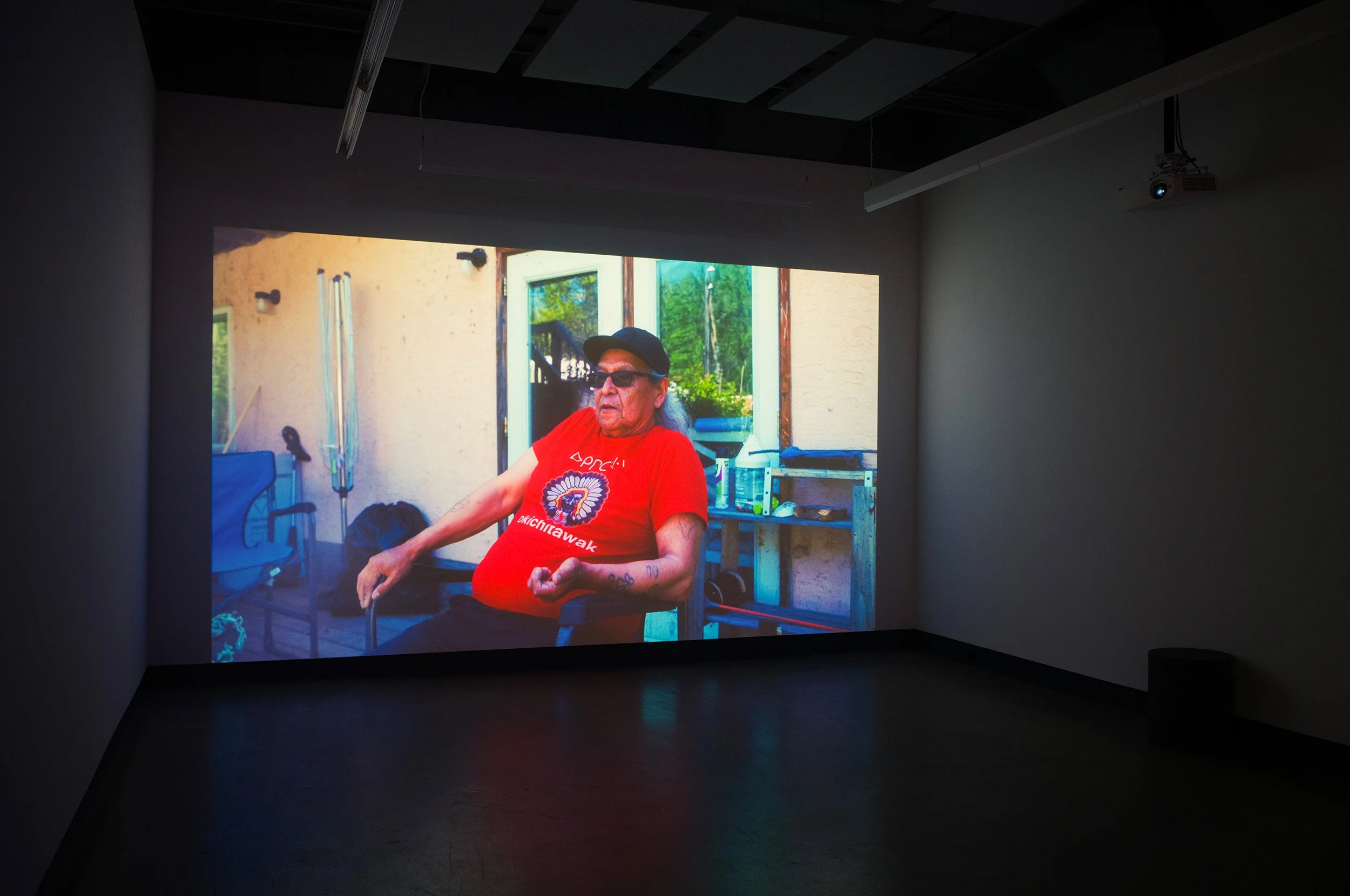  © Tyson Houseman, view of the exhibition  NDN Time , Dazibao, 2026. Photo: Atlas documentation 
