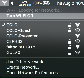 The Wi-Fi menu
