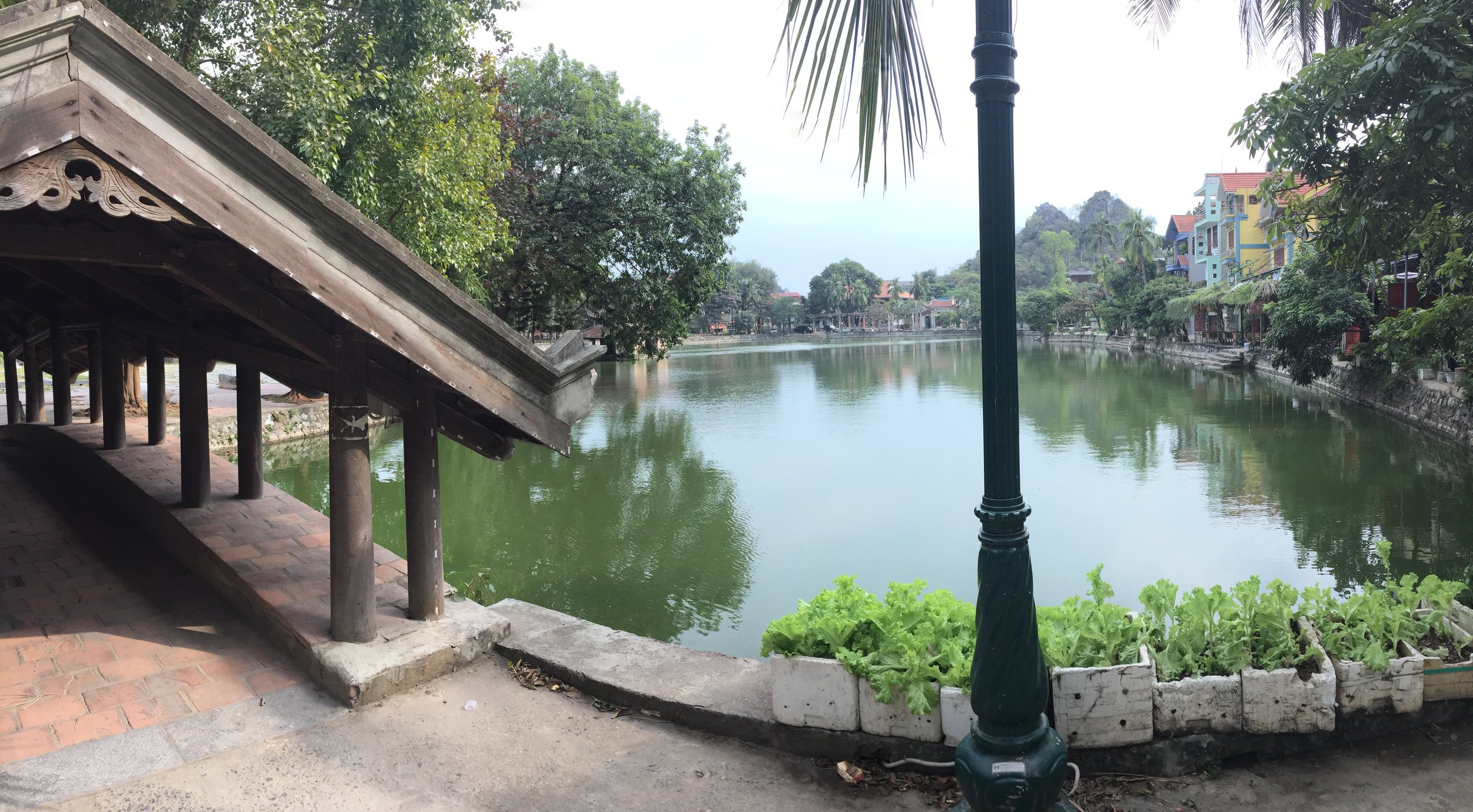 Chua Thay temple sits in the middle of a lake.