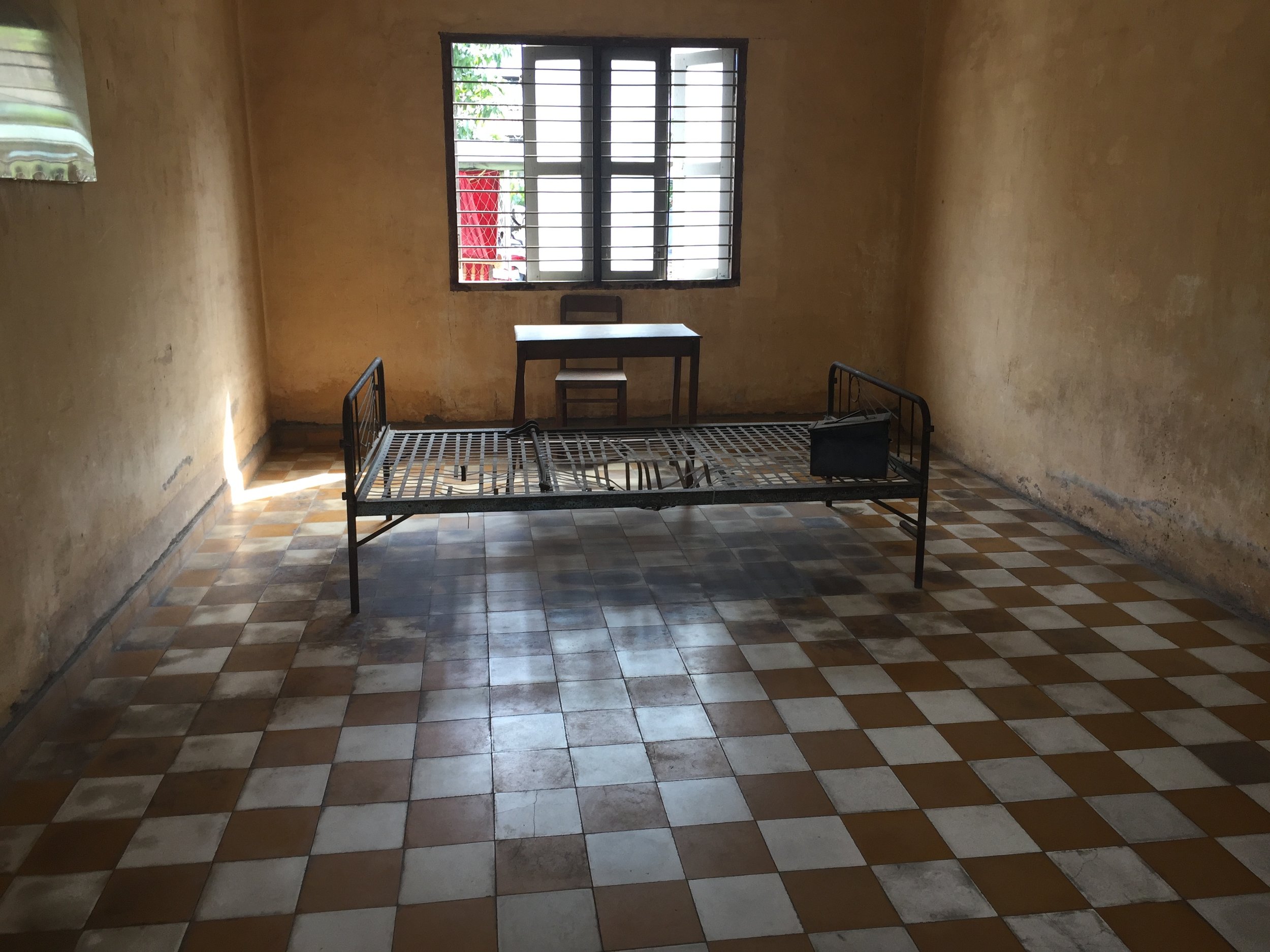 An interrogation room at S21 secret prison in Phnom Penh.