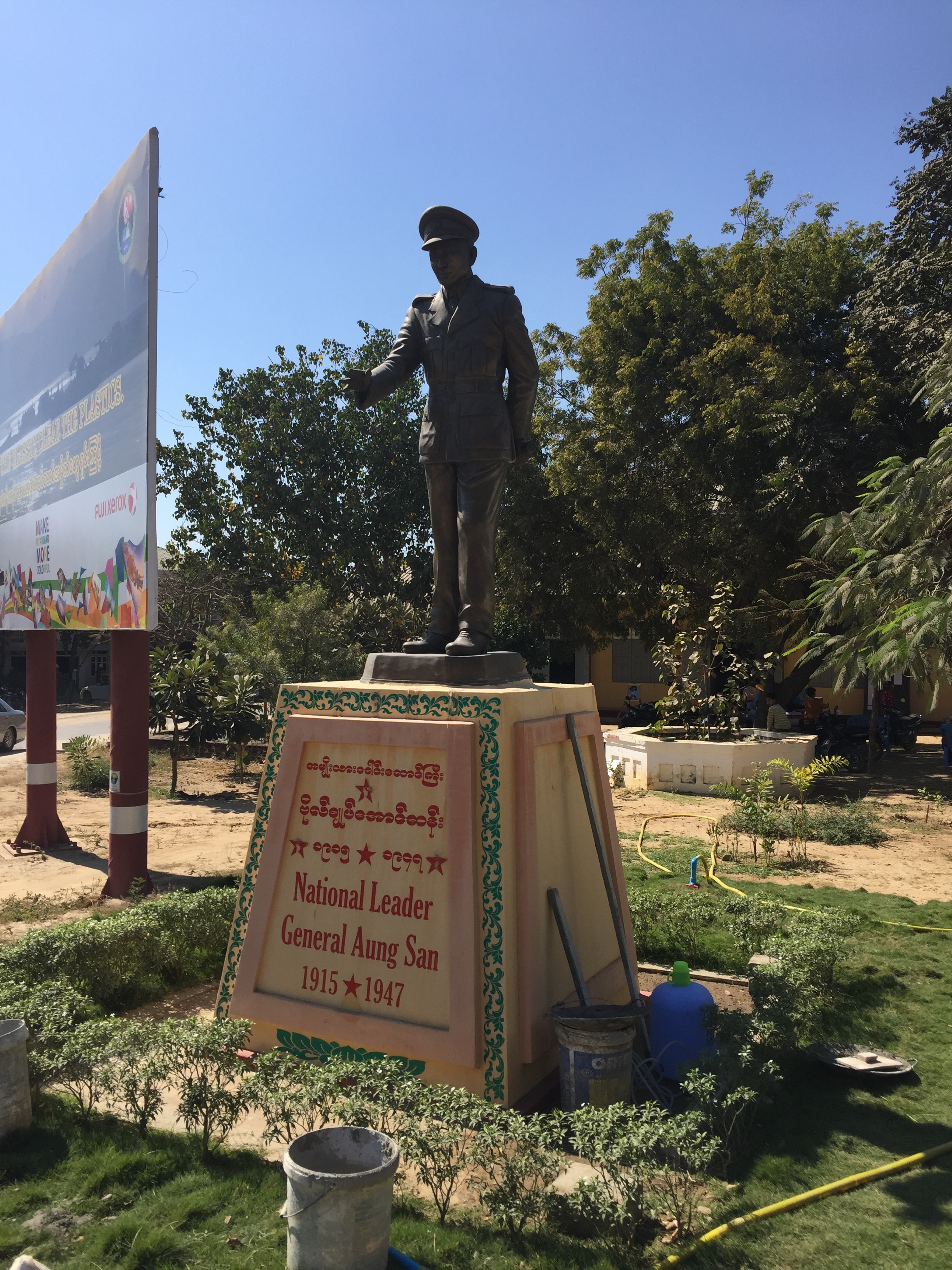 Statues and photos of General Aung San dot the countryside.