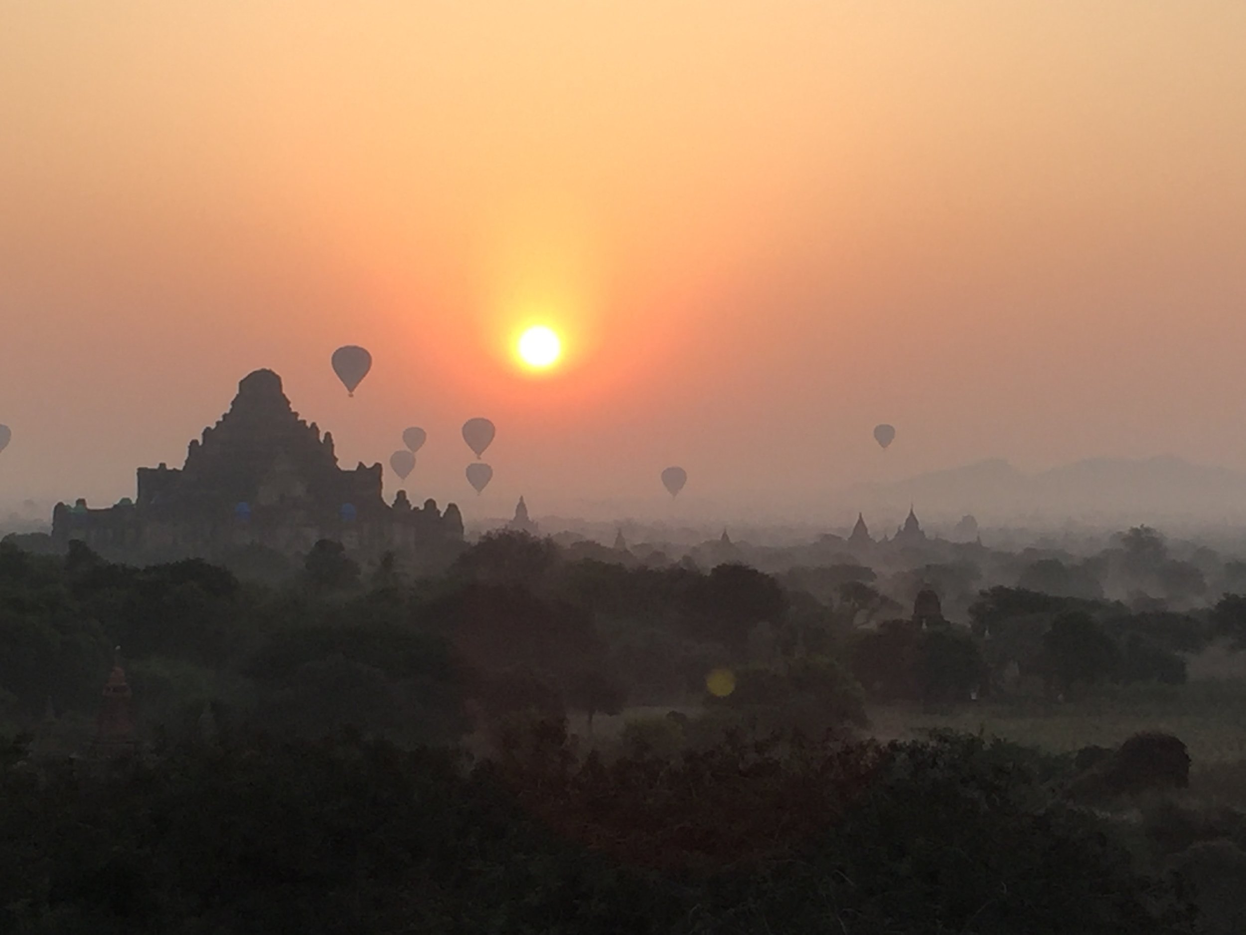 Our sunrise view from the top of Shwesandaw Pagoda.
