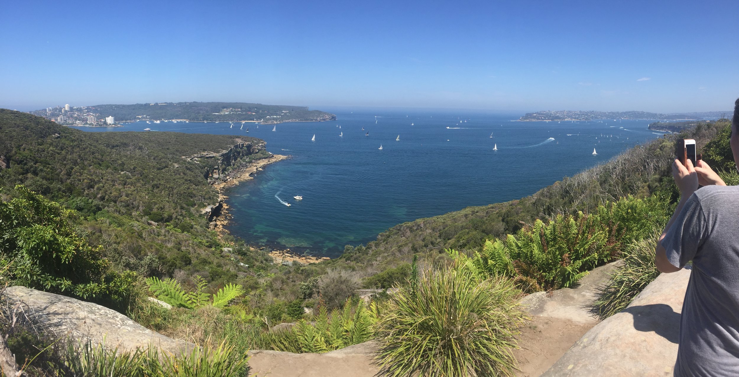 Hiking the Spit to Calvin's house at Manly Beach.