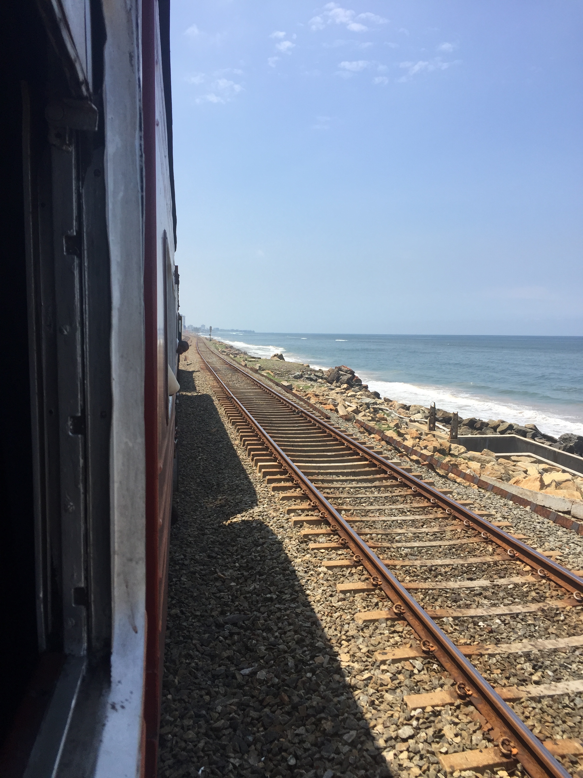 Catching the coastal train from Colombo down to Hikkaduwa.